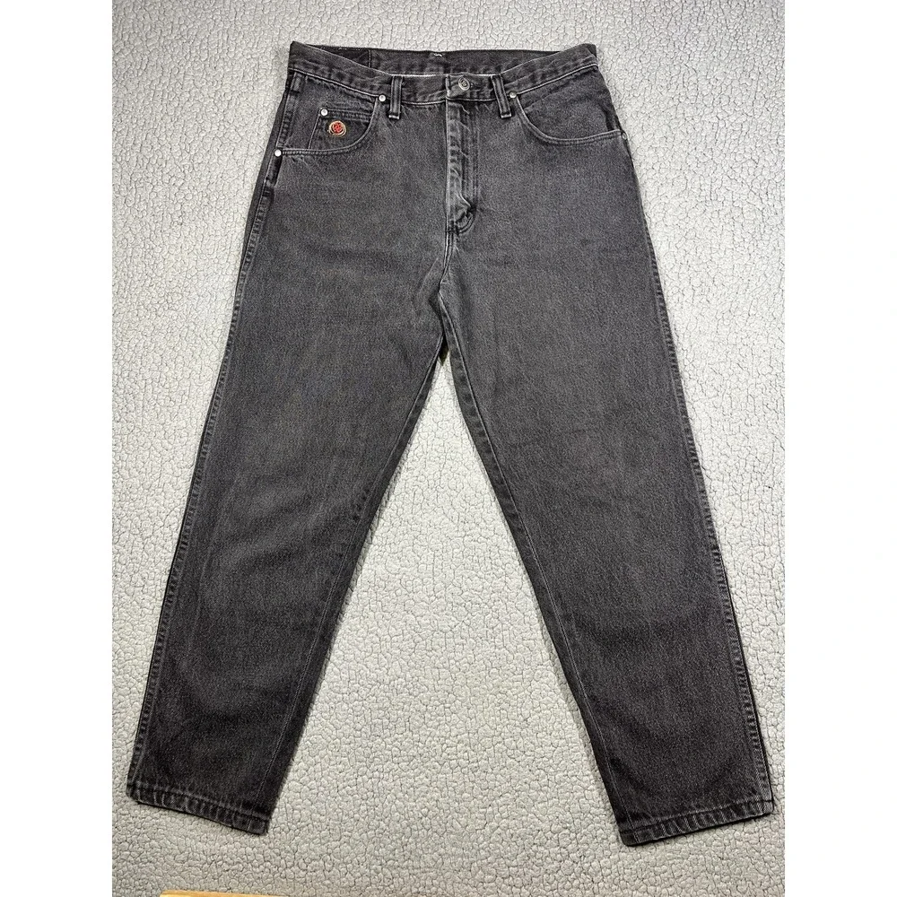 Wrangler Twenty X Jeans Mens 32‎ Black Tapered Made USA Denim Logo Western